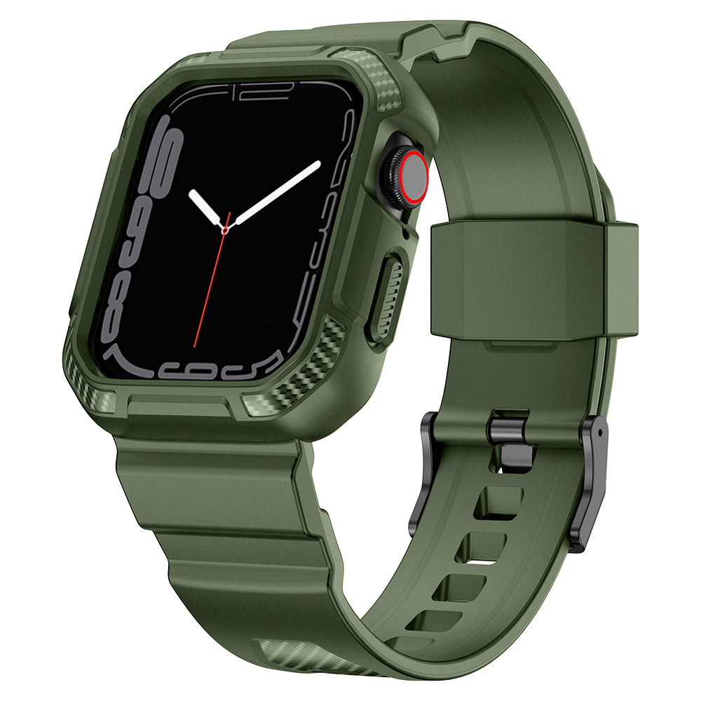 For Apple Watch Series 3 2 1 38mm SE Series 4 5 6 40mm Series 7 41mm Carbon Fiber Texture Soft TPU Watch Case + Watch Band Strap with Metal Buckle For Apple Watch Series 3 2 1 38mm SE Series 4 5 6 40mm Series 7 41mm Carbon Fiber Texture Soft TPU Watch Case + Watch Band Strap with Metal Buckle